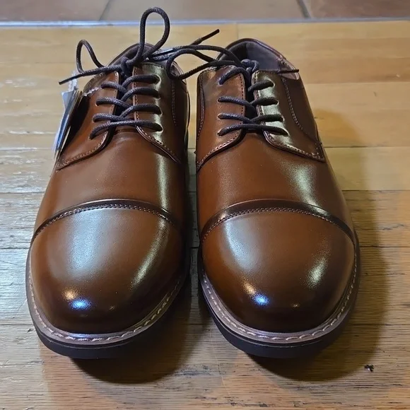 Nunn Bush Men's Centro Fles Plain Toe Oxford Cognac Leather Synthetic Size 9.5W - Picture 3 of 10